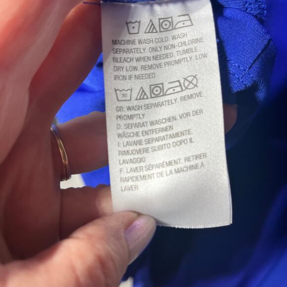 Susan Graver Tunic Cobalt Blue Ruffle Bell Sleeve Slinky Knit Dressy Office 2X - Picture 5 of 6